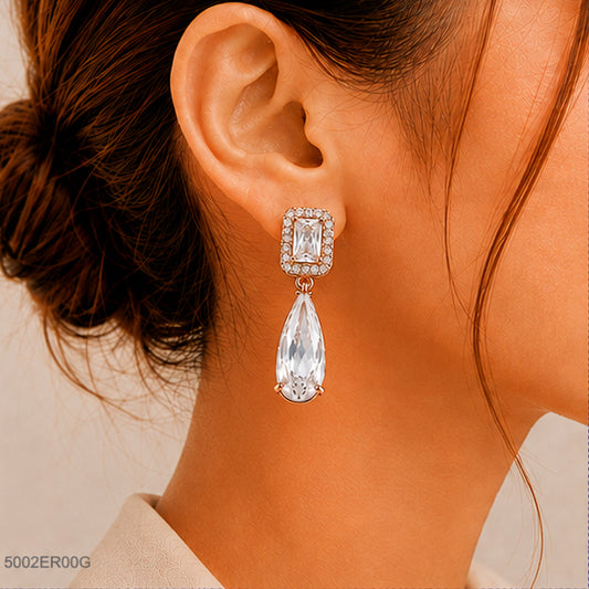 Drop Crystal Golden Earrings