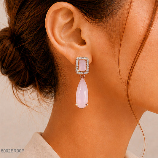 Pink Drop Crystal Earrings