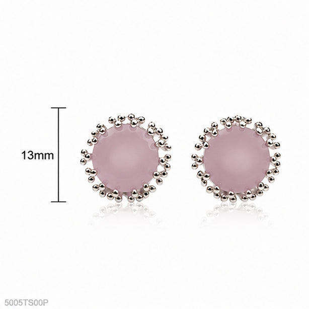 Pink Round Halo Ear Studs