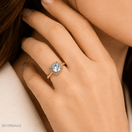 Golden Square Crystal Ring
