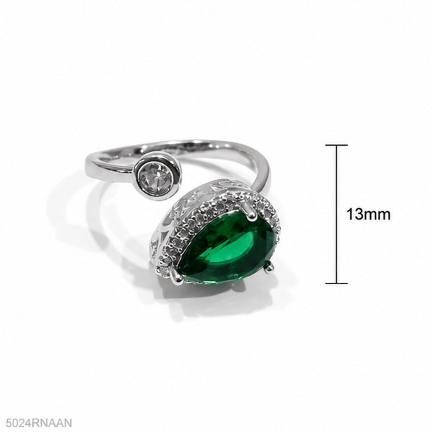 Green Teardrop Crystal Ring