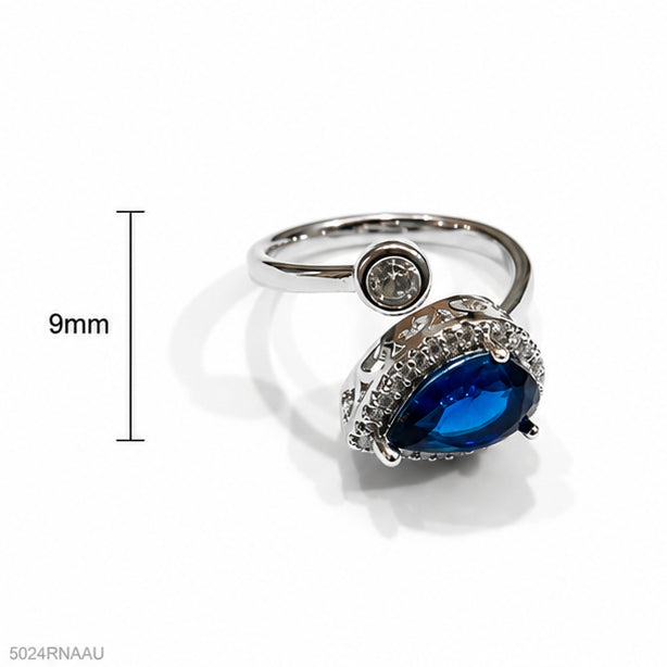 Blue Teardrop Crystal Ring