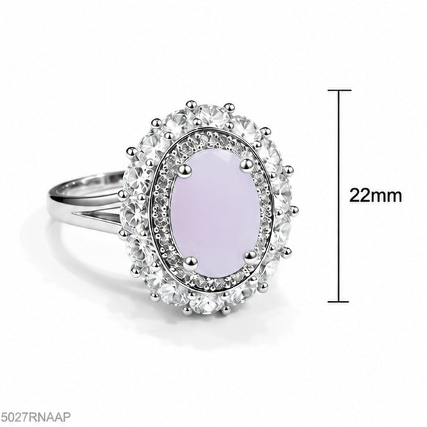 Pink Oval Halo Ring