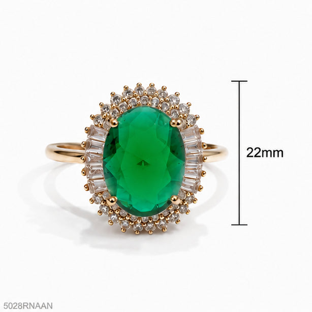 Green Oval Golden Ring