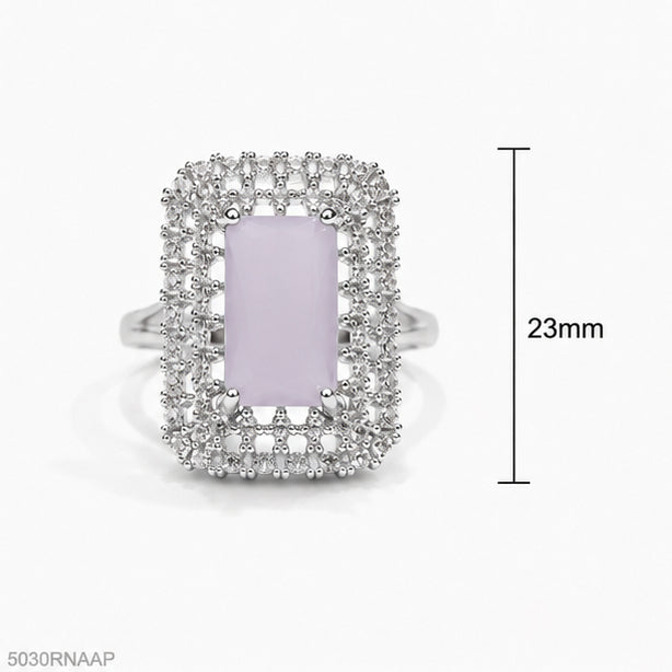 Pink Rectangle Halo Ring