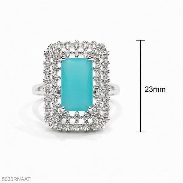 Mint Rectangle Halo Ring