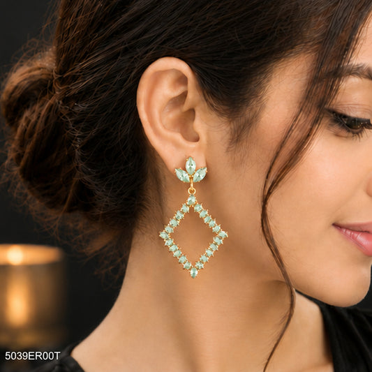 Mint Crystal Geometric Earrings