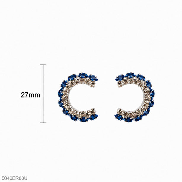 Blue Crystal Hoop Earrings