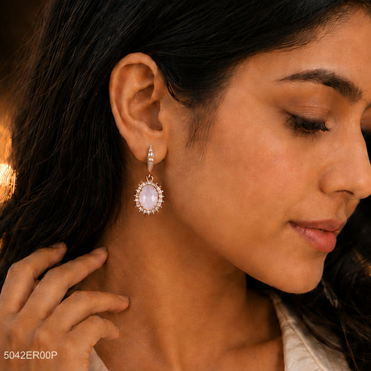 Pink Halo Drop Earrings
