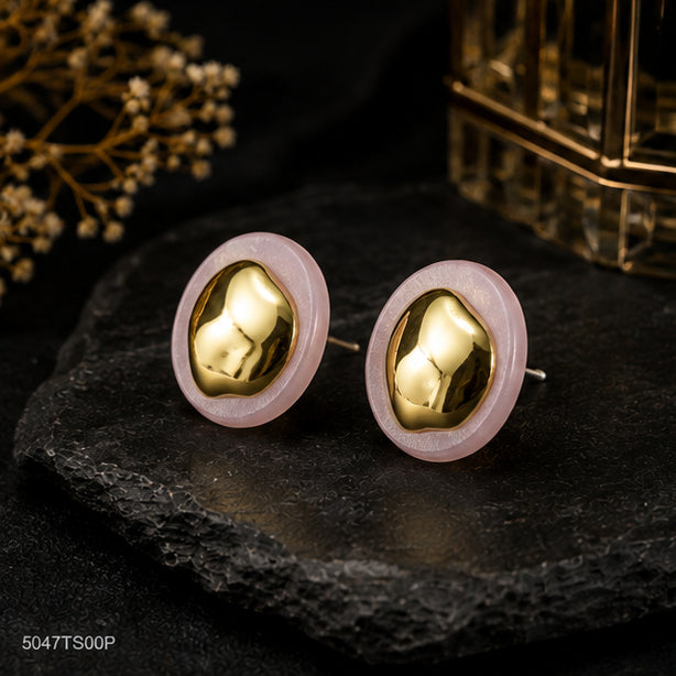 Contemporary Glam Pink Round Earrings