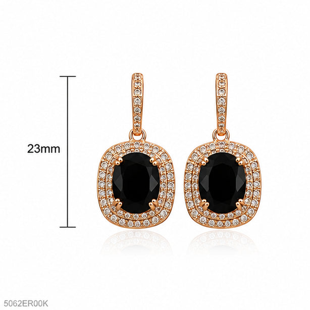Black Square Halo Earrings