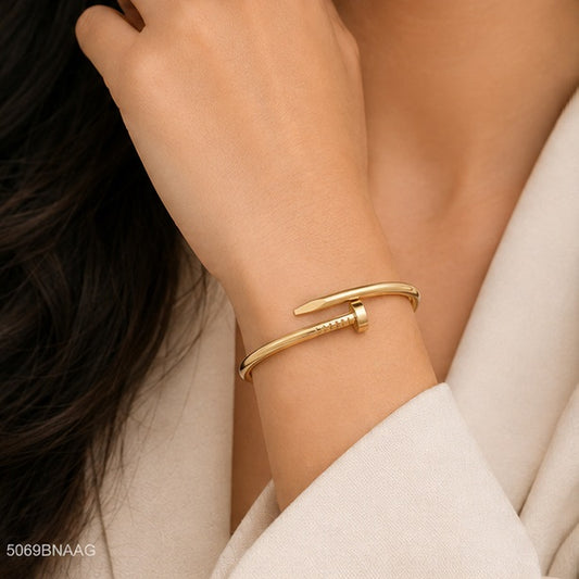 Minimal Open End Golden Bangle
