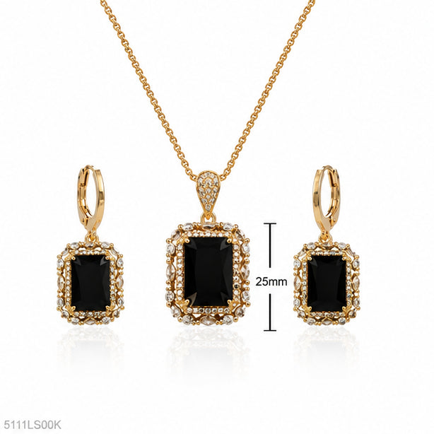 Black Crystal Halo Locket Set