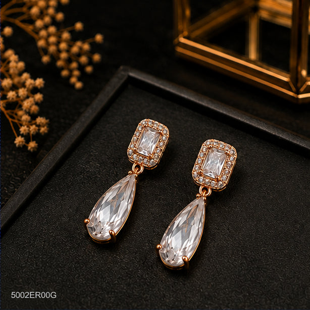 Drop Crystal Golden Earrings