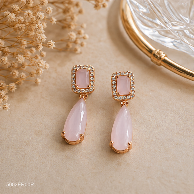 Pink Drop Crystal Earrings
