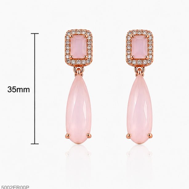 Pink Drop Crystal Earrings