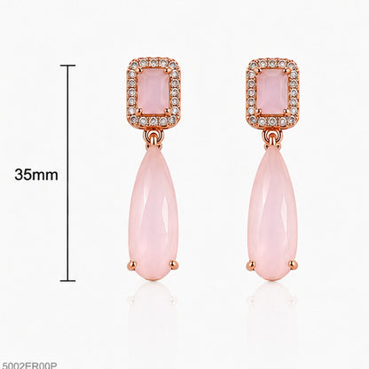 Pink Drop Crystal Earrings