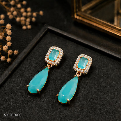 Mint Green Drop Crystal Earrings
