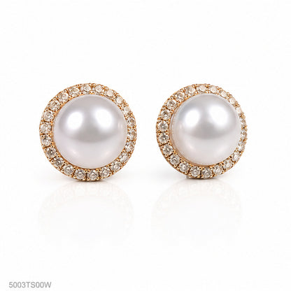 White Halo Pearl-Look Ear Studs