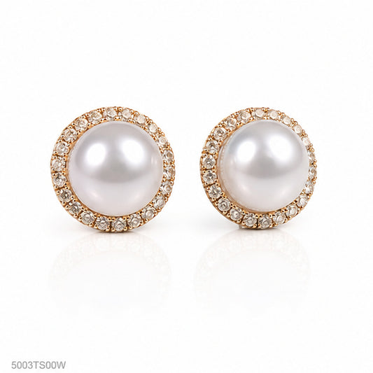 White Halo Pearl-Look Ear Studs