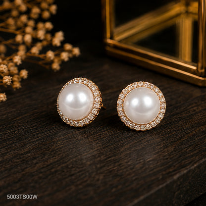 White Halo Pearl-Look Ear Studs