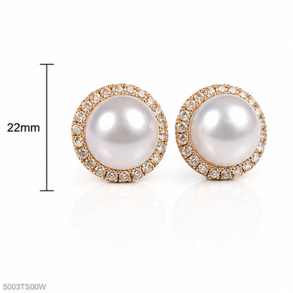 White Halo Pearl-Look Ear Studs