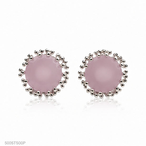 Pink Round Halo Ear Studs