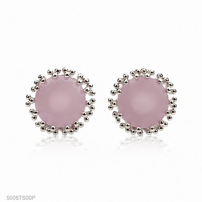 Pink Round Halo Ear Studs