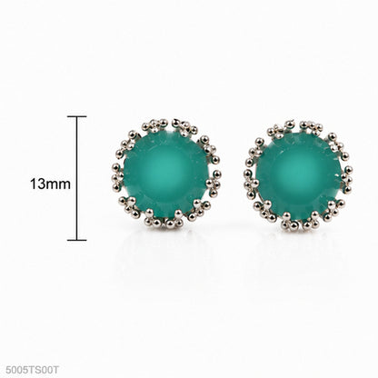 Mint Green Round Halo Ear Studs
