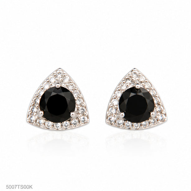 Black Triangle Crystal Ear Studs