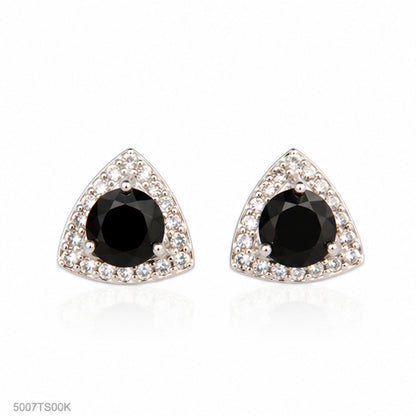 Black Triangle Crystal Ear Studs