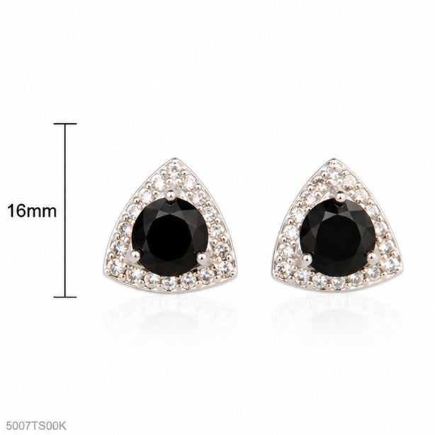 Black Triangle Crystal Ear Studs