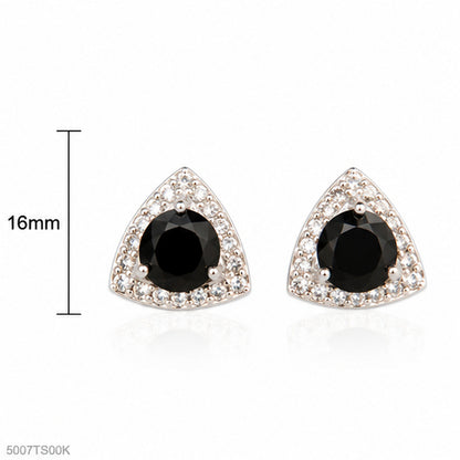 Black Triangle Crystal Ear Studs