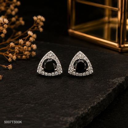 Black Triangle Crystal Ear Studs