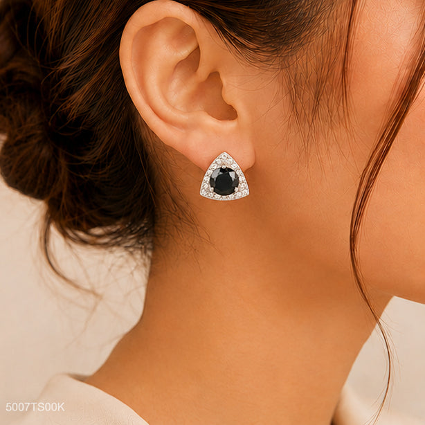 Black Triangle Crystal Ear Studs