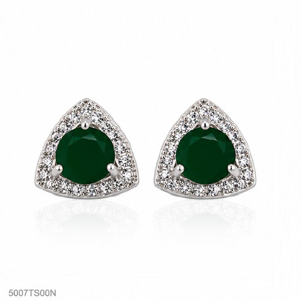 Green Triangle Crystal Ear Studs