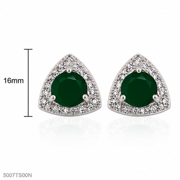 Green Triangle Crystal Ear Studs