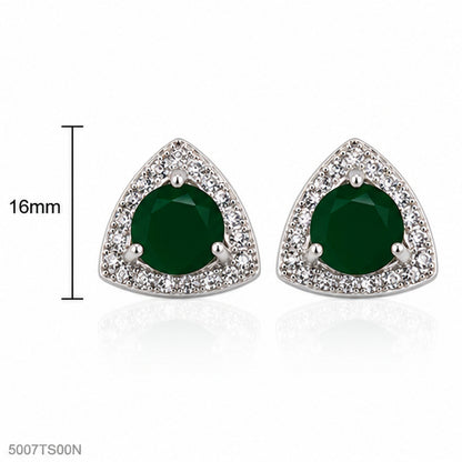 Green Triangle Crystal Ear Studs