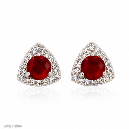 Red Triangle Crystal Ear Studs