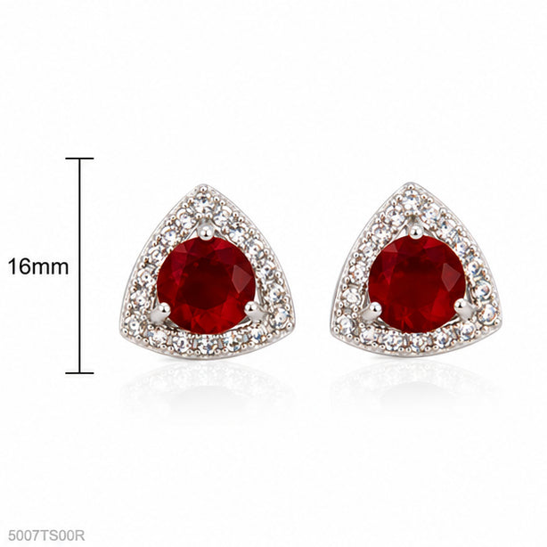 Red Triangle Crystal Ear Studs