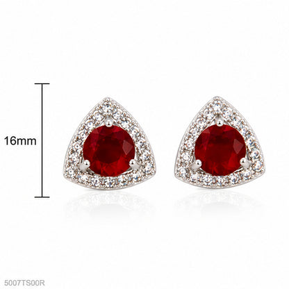 Red Triangle Crystal Ear Studs