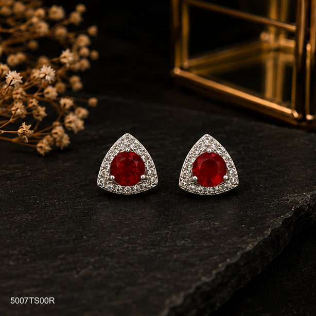 Red Triangle Crystal Ear Studs