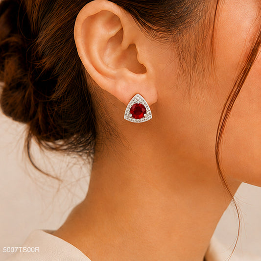Red Triangle Crystal Ear Studs
