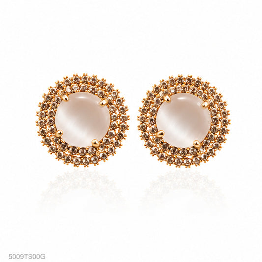 Golden Pearl Halo Ear Studs