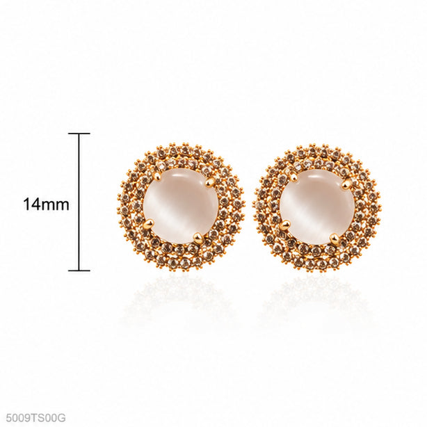 Golden Pearl Halo Ear Studs
