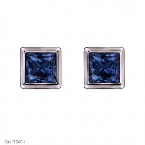 Blue Square Crystal Ear Studs
