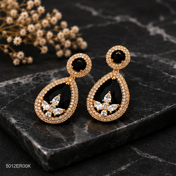 Black Drop Crystal Earrings