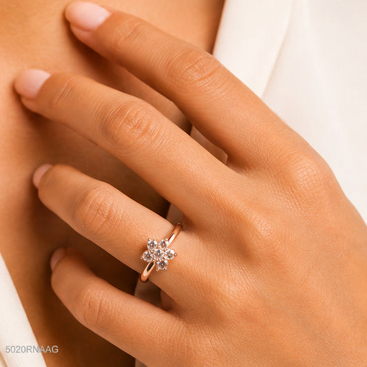 Golden Cluster Crystal Ring