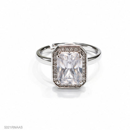 Silver Solitaire Crystal Ring