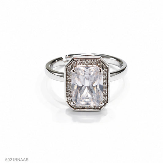 Silver Solitaire Crystal Ring